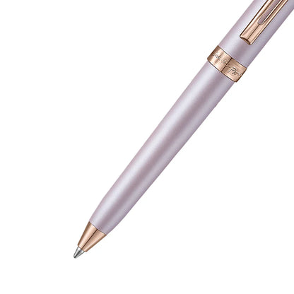 Bolígrafo Sheaffer mini, rosa pastel, emblema de corazon en oro rosado y cristal swarovski.