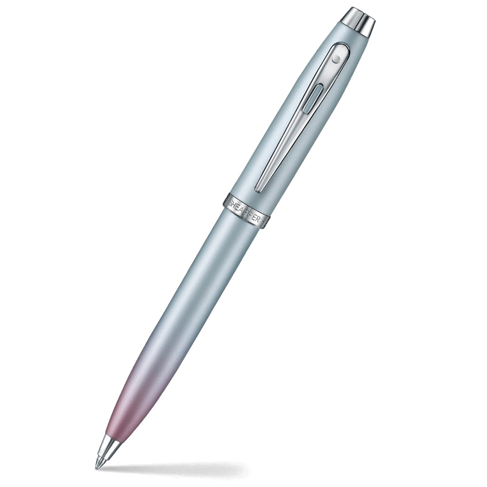Bolígrafo Sheaffer azul perlado, degradado rosado y detalles plata.