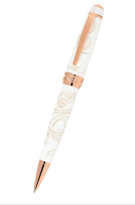 Bolígrafo Cross color blanco con estampado de dragon.
