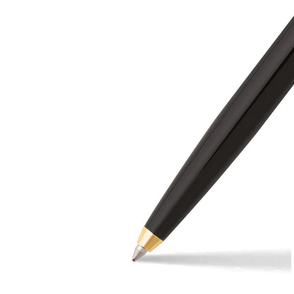 Bolígrafo Sheaffer negro, capuchón cromado y detalles dorados.