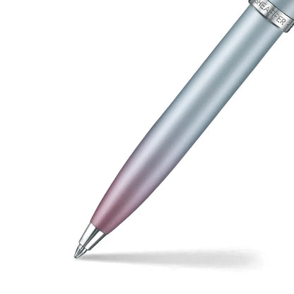 Bolígrafo Sheaffer azul perlado, degradado rosado y detalles plata.